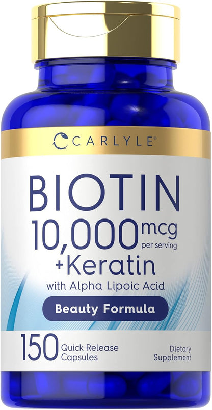 Carlyle Biotin 10,000µg with Keratin - 150 Capsules