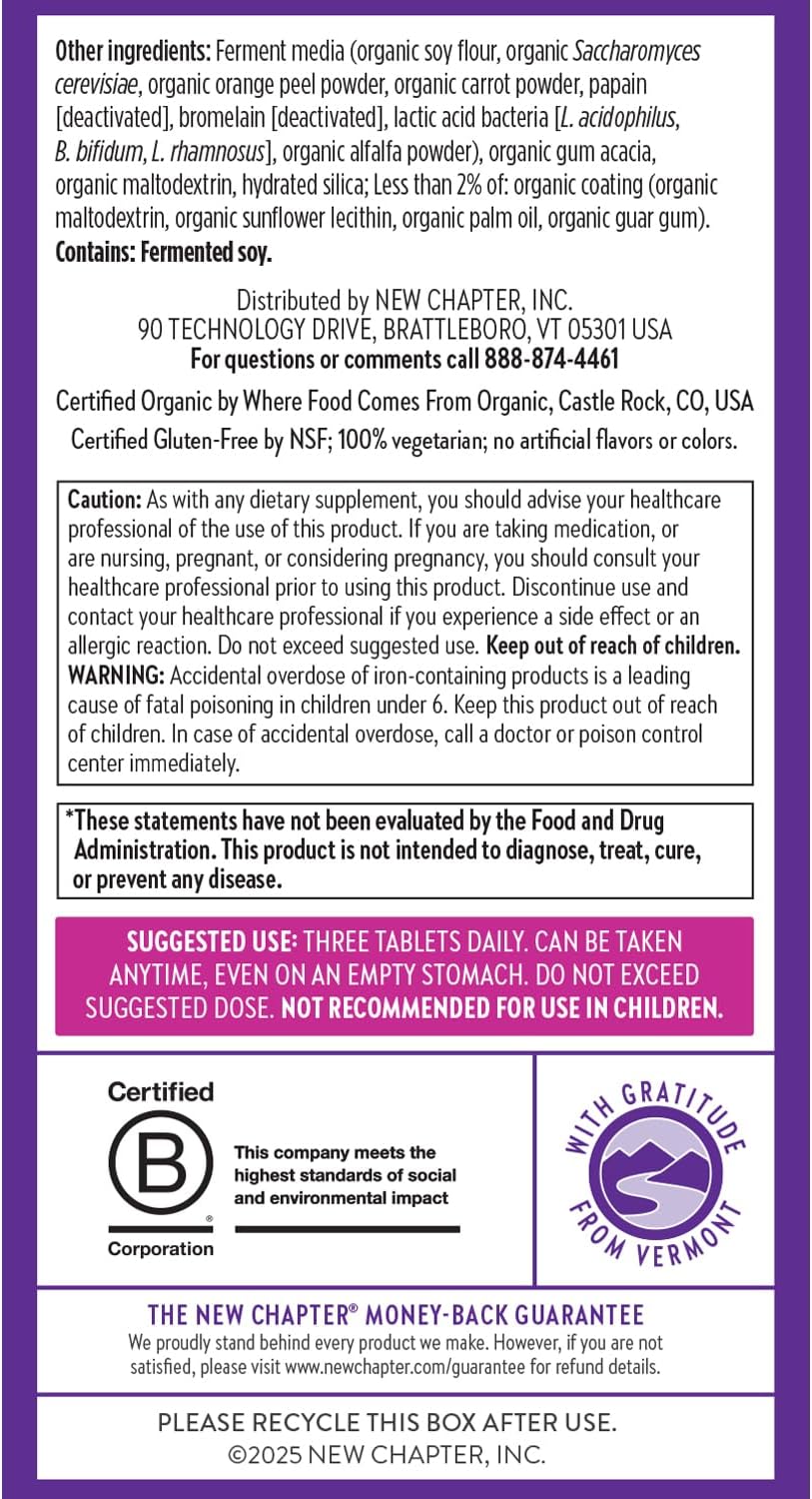 New Chapter Postnatal Vitamins Breastfeeding Supplement – Complete Multivitamin with Fermented Vitamin D3 & B Vitamins, Organic Vegetables & Herbs, Non-GMO, 192 Count - görsel 7