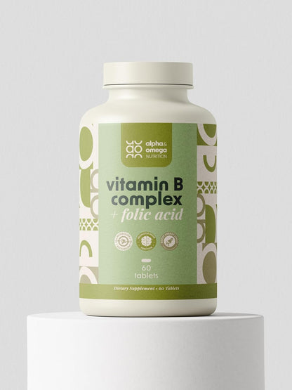 Alpha & Omega Nutrition Vitamin B Complex + Folic Acid – 60 Tablets