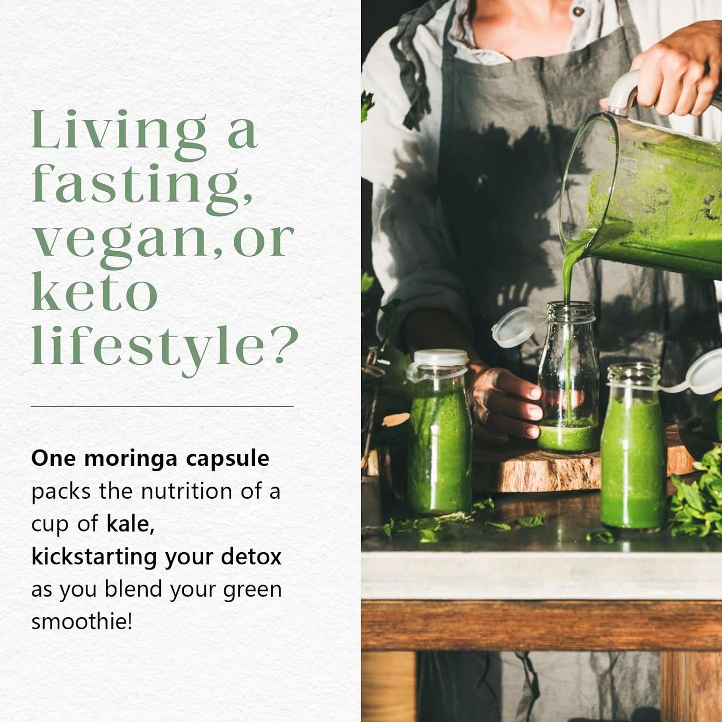 HyberVive Moringa Pure Capsules 800mg – Vegan, Non-GMO, Gluten-free – 60 Capsules - görsel 2