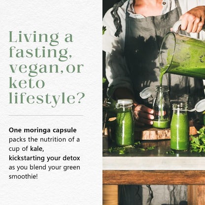 HyberVive Moringa Pure Capsules 800mg – Vegan, Non-GMO, Gluten-free – 60 Capsules