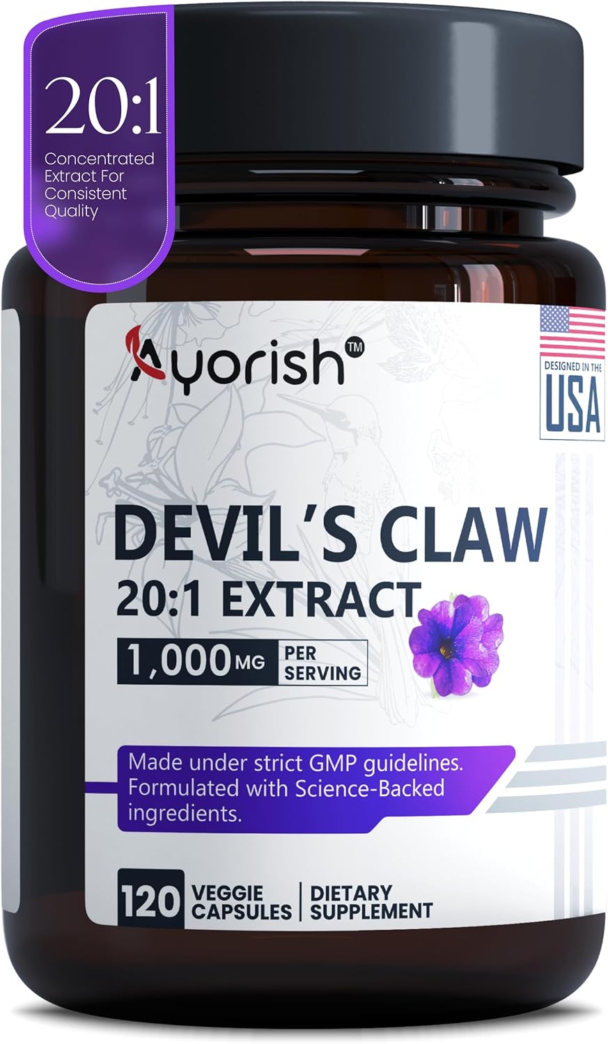 Devil's Claw Capsules 1000mg | 20:1 Root Extract | 120 Capsules | Vegan Non-GMO - görsel 1
