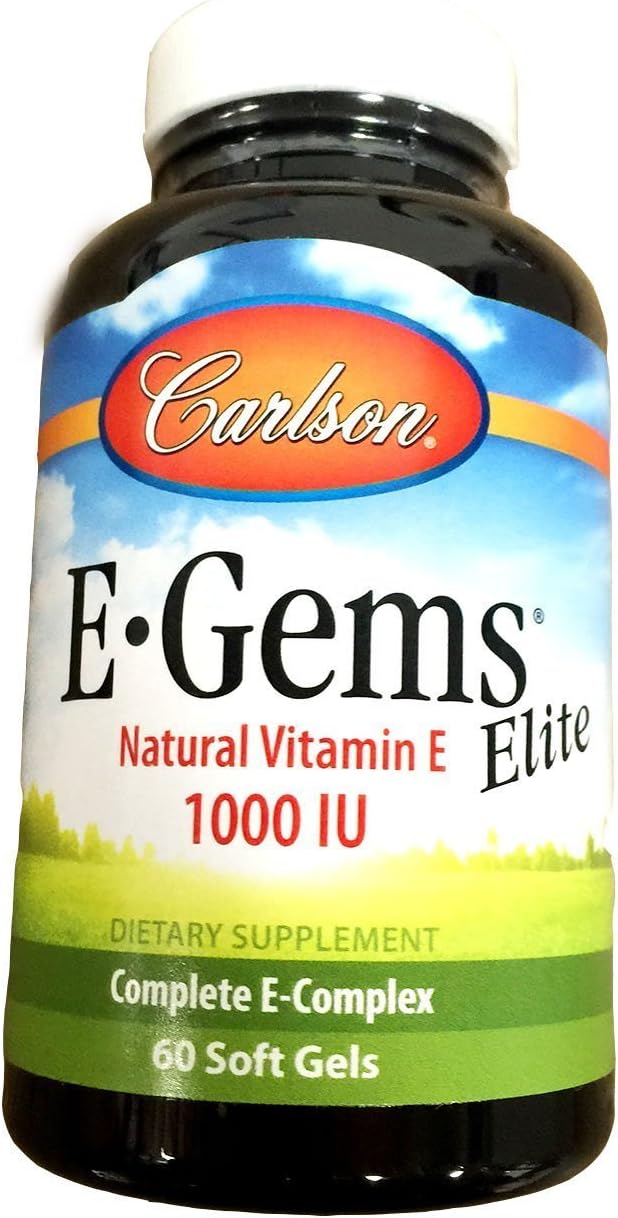 Carlson Labs E-Gems Natural Vitamin E Elite, 1000 IU, 60 Softgels - görsel 1