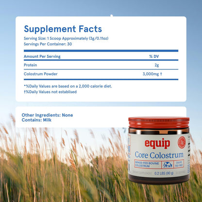 Equip Foods Core Bovine Colostrum Powder – Grass-Fed, 3,000mg, Unflavoured
