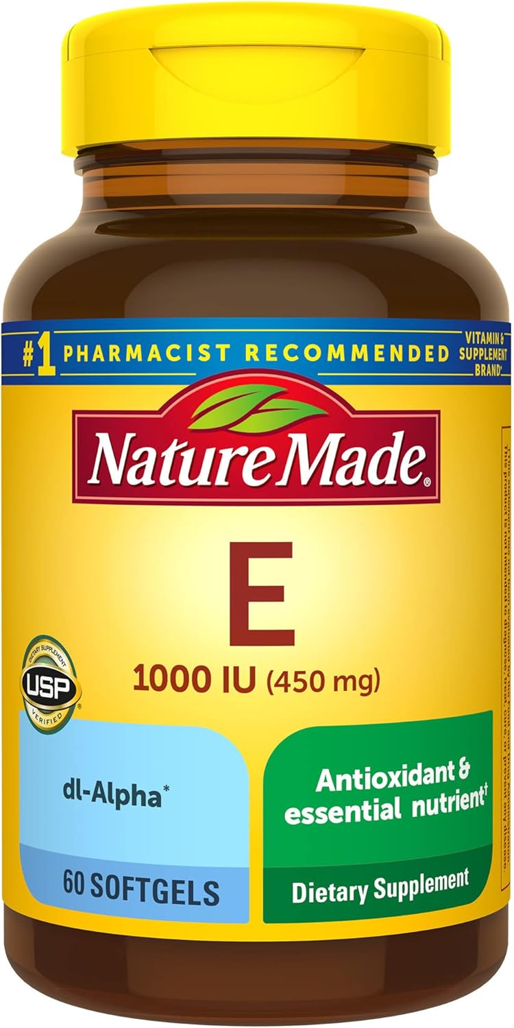 Nature Made Vitamin E 450 mg (1000 IU) dl-Alpha Softgels, 60 Count (Pack of 3) - görsel 1