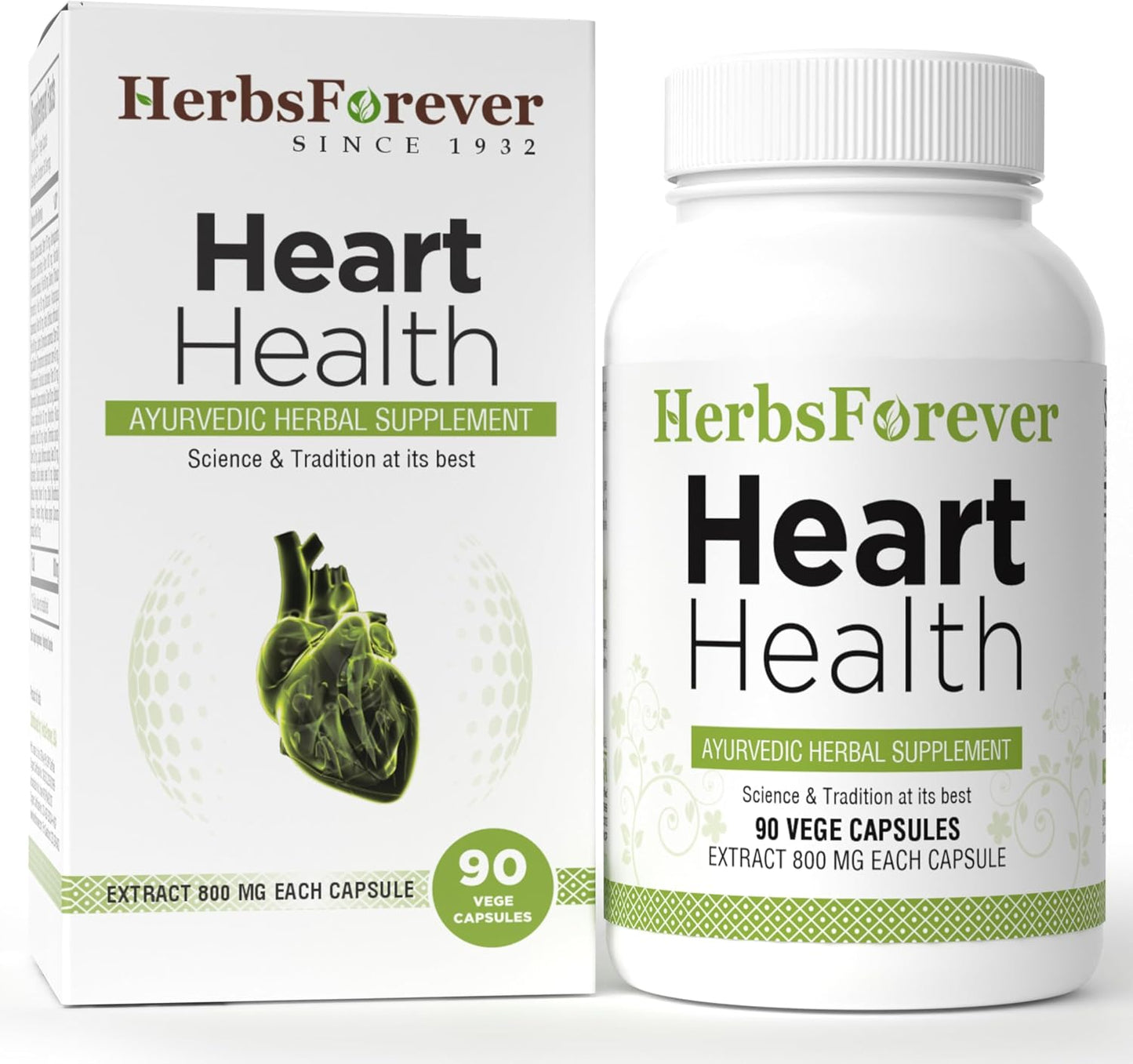 Herbsforever Heart Health – Cardiovascular Support with Ayurvedic Herbs | 90 Veg Capsules | 800mg - görsel 1