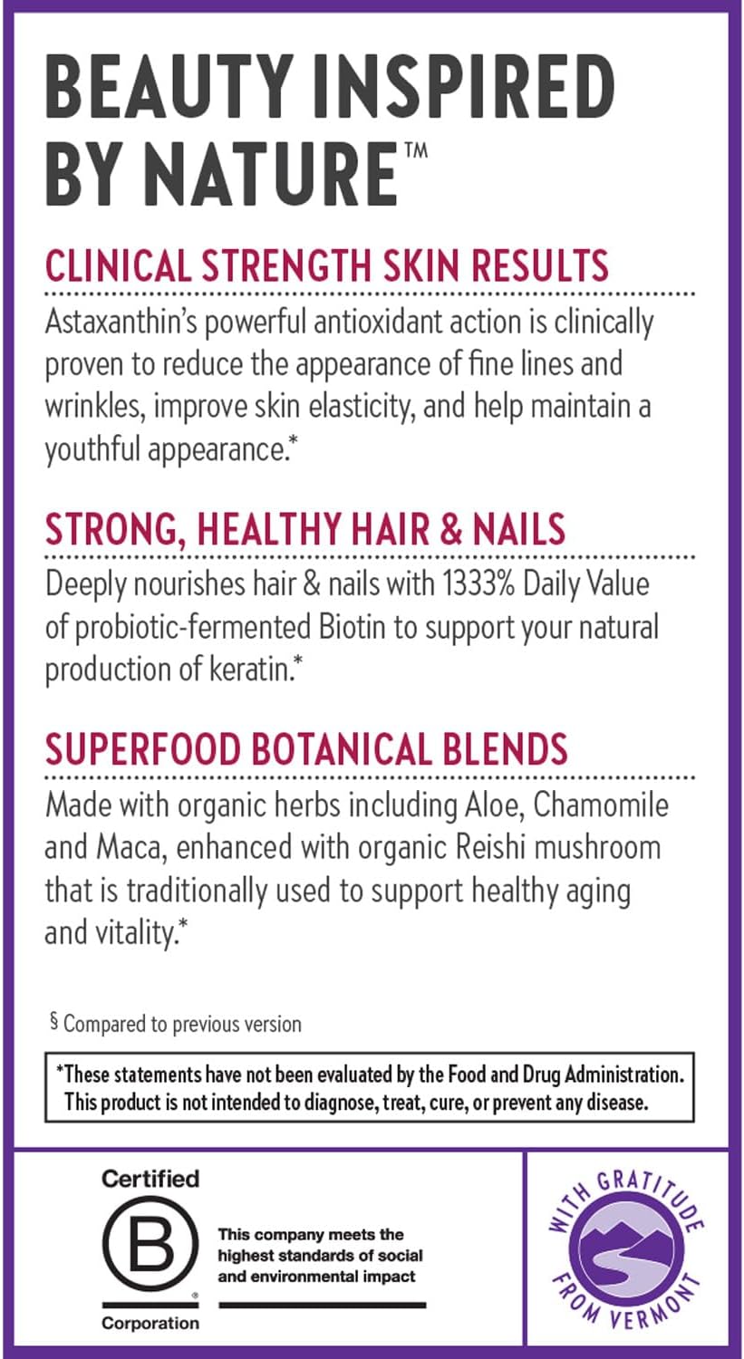 New Chapter Biotin Supplement, Vegan Hair Skin and Nails Vitamins with Fermented Biotin + Astaxanthin - 60 Count - görsel 8