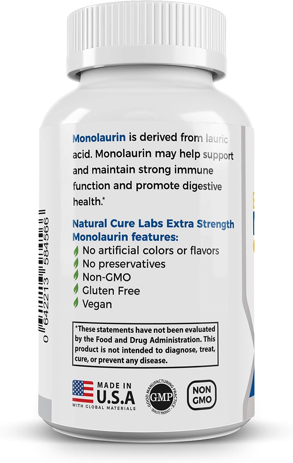 Natural Cure Labs Extra Strength Monolaurin 800mg, 100 Capsules, 33% More - görsel 9