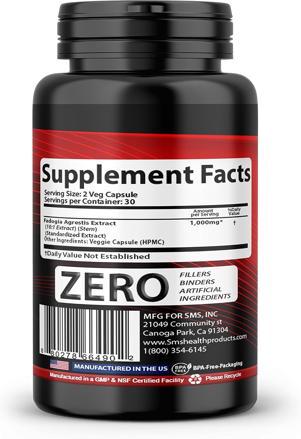 Fadogia Agrestis Extract Pills (Maximum Strength) 1,000mg Servings – 60 Vegetable Capsules - görsel 8