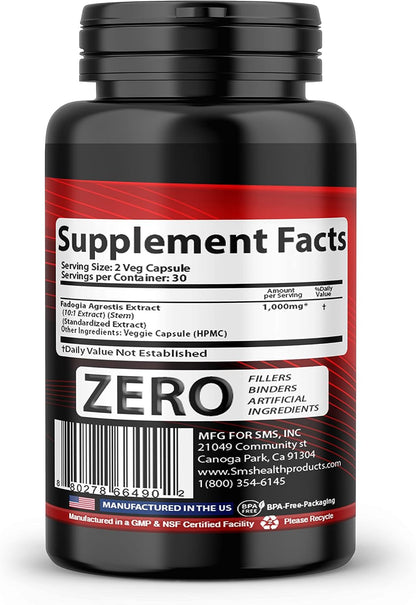 Fadogia Agrestis Extract Pills (Maximum Strength) 1,000mg Servings – 60 Vegetable Capsules
