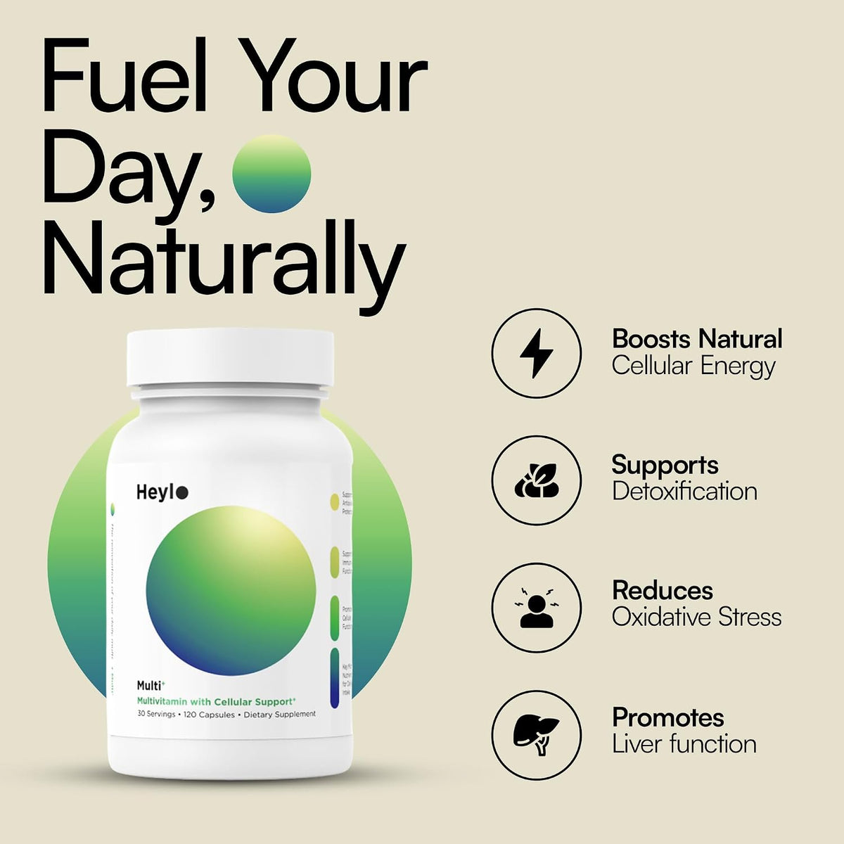 Heylo Multi+ Advanced Multivitamin Supplement – 120 Capsules - görsel 2