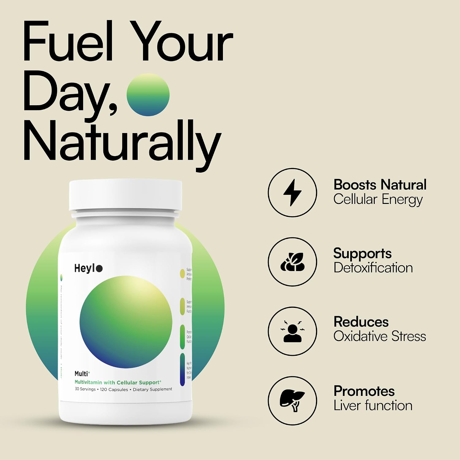 Heylo Multi+ Advanced Multivitamin Supplement – 120 Capsules - görsel 2