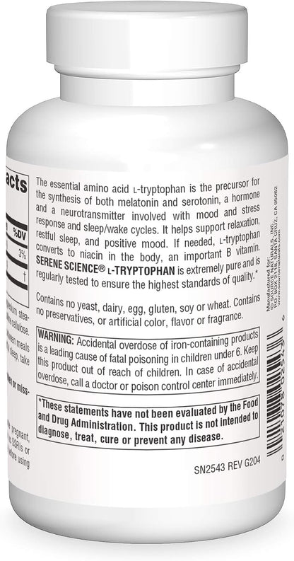 Source Naturals Serene Science L-Tryptophan, 500 mg – 120 Capsules (Nervous System Support)