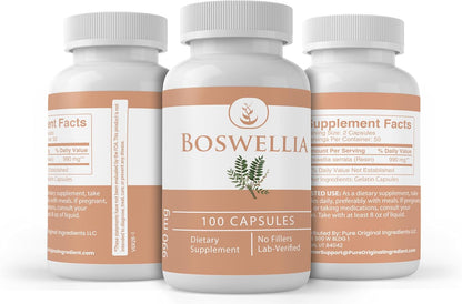 PURE ORIGINAL INGREDIENTS Boswellia (100 Capsules) - Always Pure, No Additives Or Fillers, Lab Verified