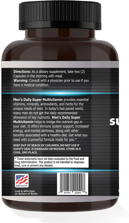 Men's Daily Super Multivitamin - 60 Tablets Blend of Vitamins, Minerals and Herbs