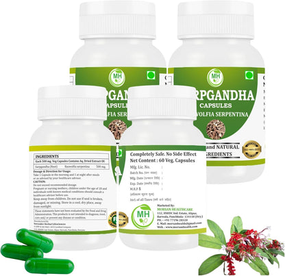 Rauwolfia Serpentina (Sarpgandha) Capsules - 240 Veg Capsules Value Pack
