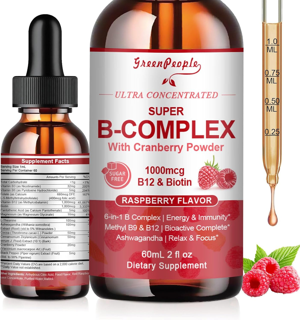 GREENPEOPLE Vitamin Methylated B Complex – Methyl B12 + L-Methyl Folate – Energy, Immunity & Cognitive Support – with Magnesium, Ashwagandha & L-Theanine – Vegan Liquid, 60 ml - görsel 10
