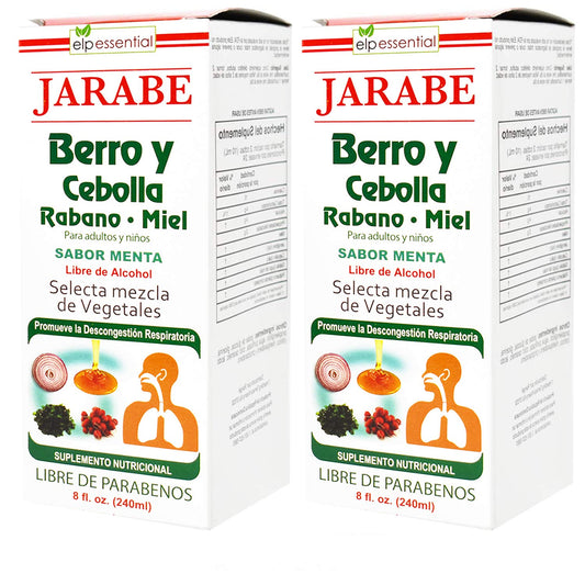 Jarabe Berro y Cebolla Rabano - Miel 8 Oz 2-Pack Watercress and Onion Radish - Honey Syrup, Sin Omega