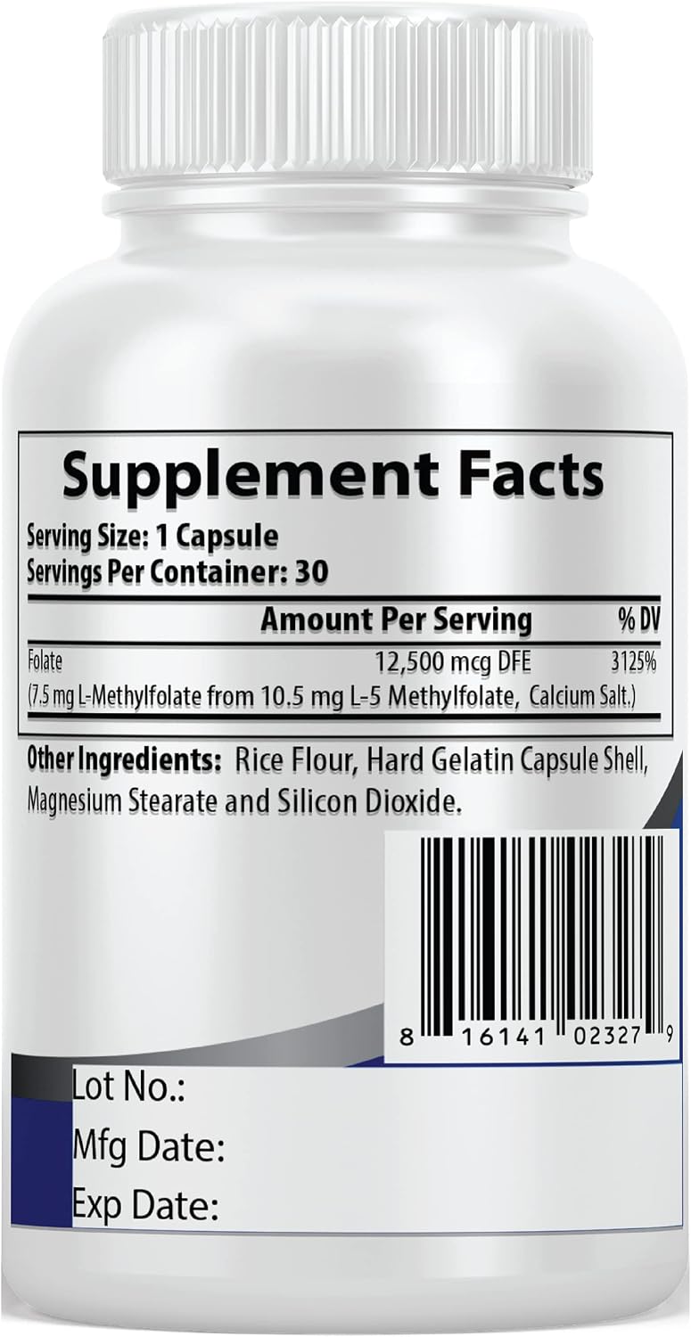 Pacific Nature's L-Methylfolate 7.5mg (30 Capsules) – Active Folate Supplement - görsel 4
