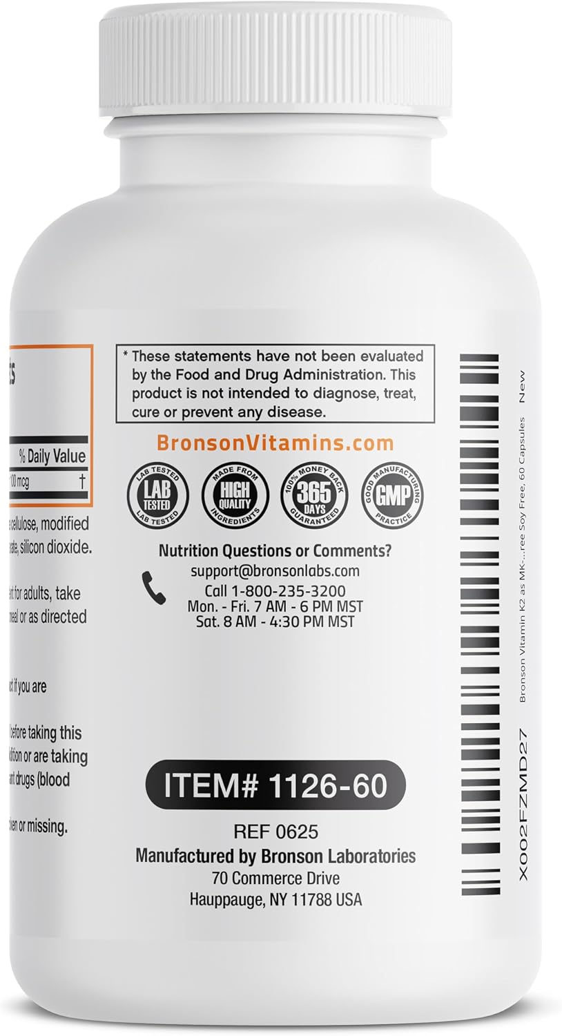 Bronson Vitamin K2 MK-7 100 mcg Non-GMO, 60 Capsules - görsel 7