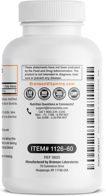 Bronson Vitamin K2 MK-7 100 mcg Non-GMO, 60 Capsules