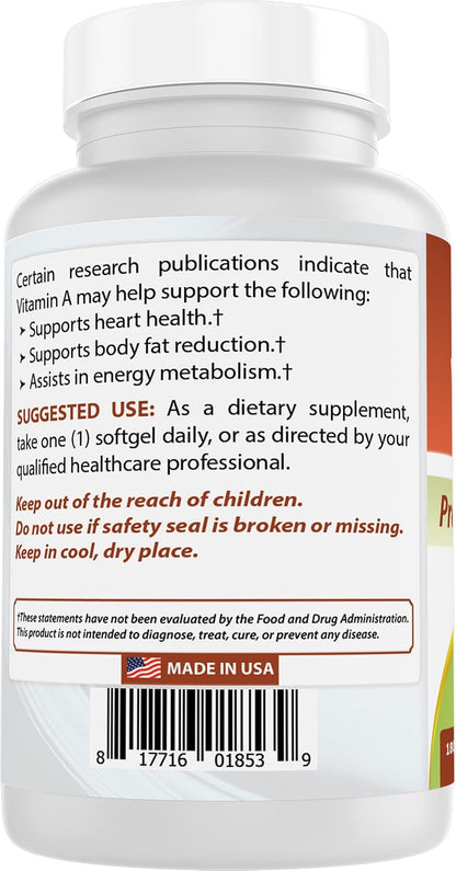 Best Naturals Vitamin A 25000 IU (7500 mcg) - 180 Softgels (Pack of 2)
