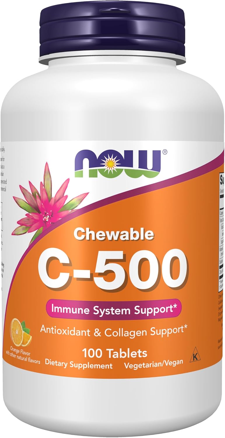 NOW Foods Vitamin C-500 Chewable Lozenges, Orange Juice Flavour, 100 Count - görsel 1