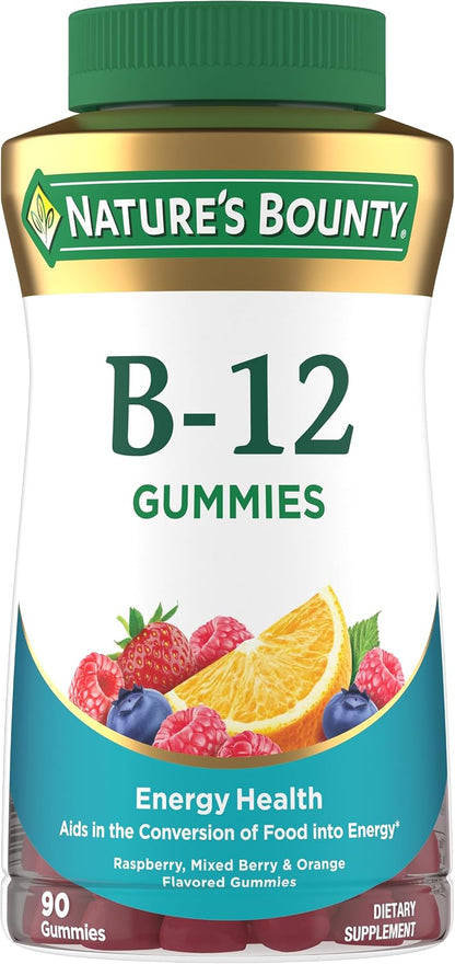 Nature's Bounty Vitamin B12 Gummies, Mixed Berry, 500mcg - 90 Gummies