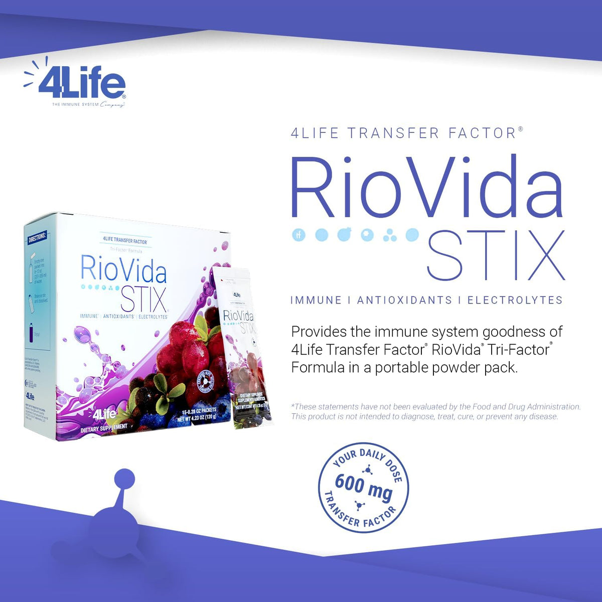 4Life RioVida Stix Superfruit Immune Support Drink Mix, 15 Packets - görsel 3