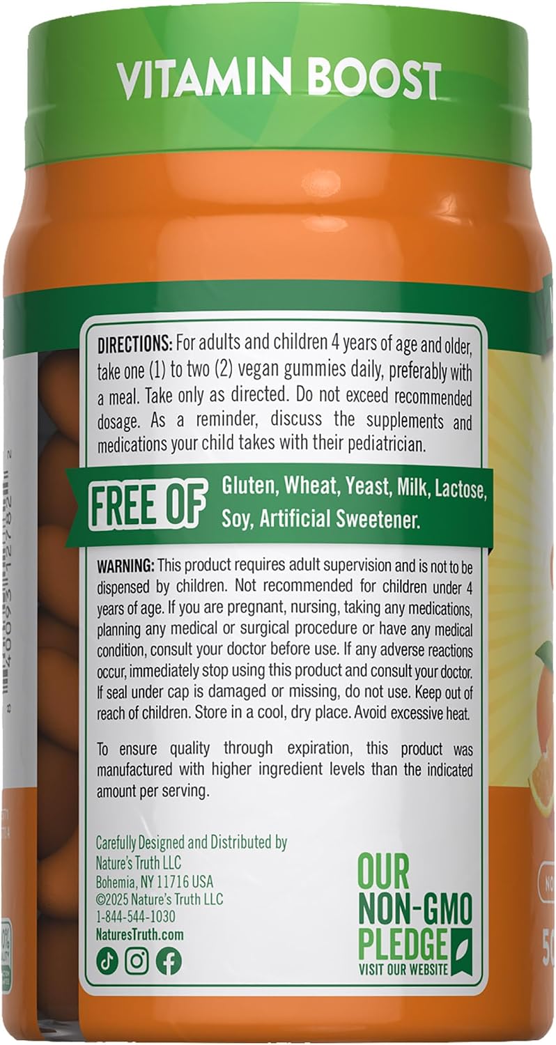 Nature's Truth Vitamin C Gummies with Vitamin E, Orange Flavour - 50 Count - görsel 7