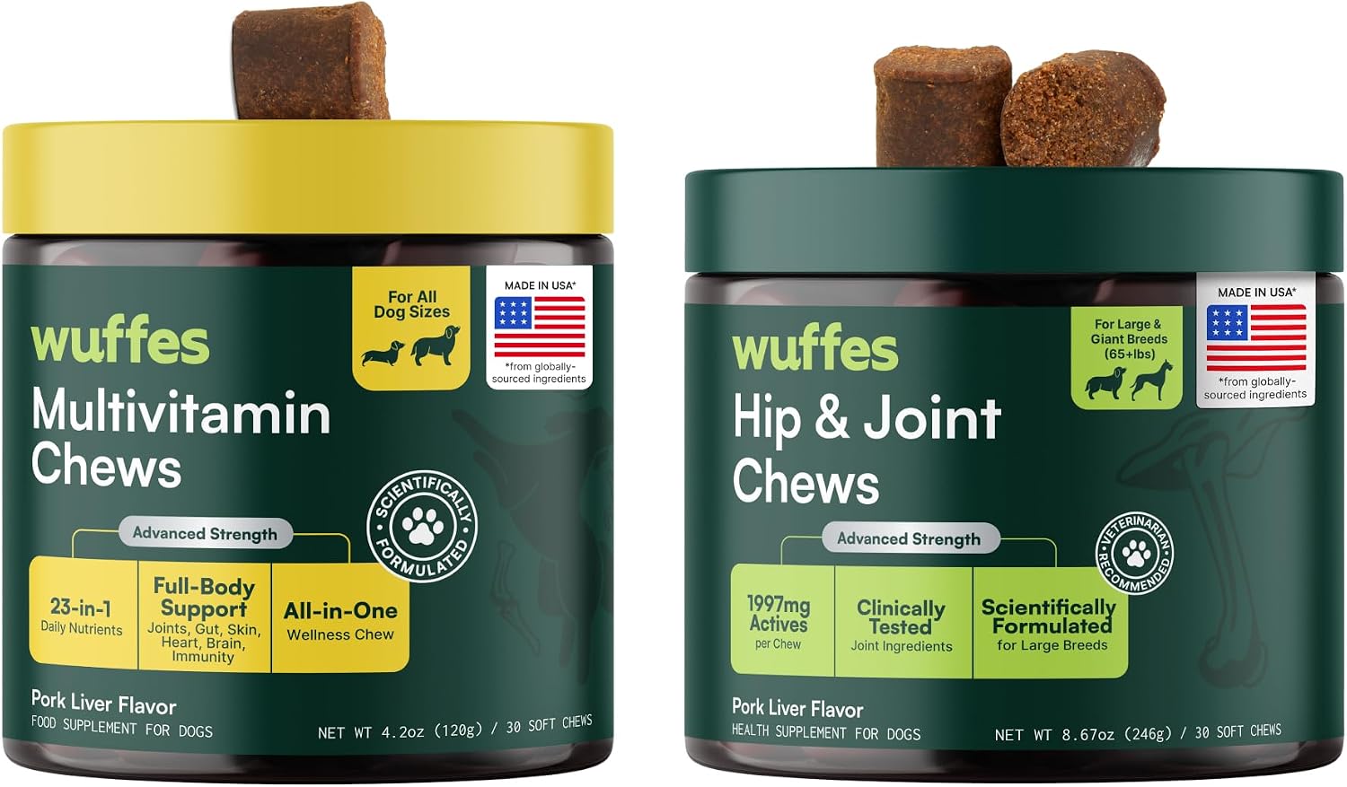 Wuffes Hip and Joint Supplement for Large Breeds and 23-in-1 Multivitamin Bundle - görsel 1