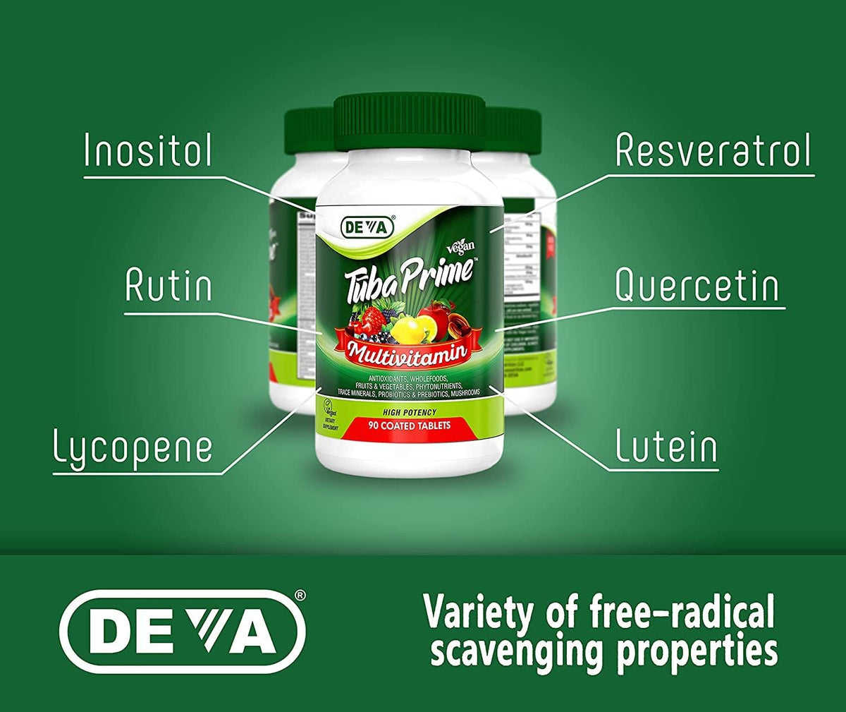 DEVA Tuba Prime Vegan Multivitamin Iron-Free - 90 Tablets (2-Pack) - görsel 5