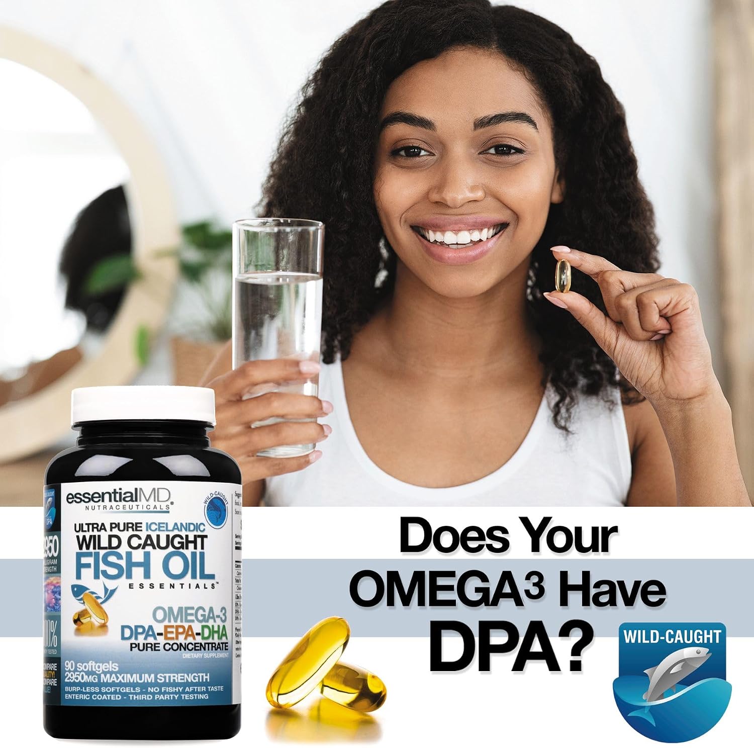 Triple Strength Wild Caught Icelandic Omega-3 Fish Oil Essentials – 2900mg with DPA, EPA & DHA – 90 Softgels – Burp-Free Formula - görsel 3