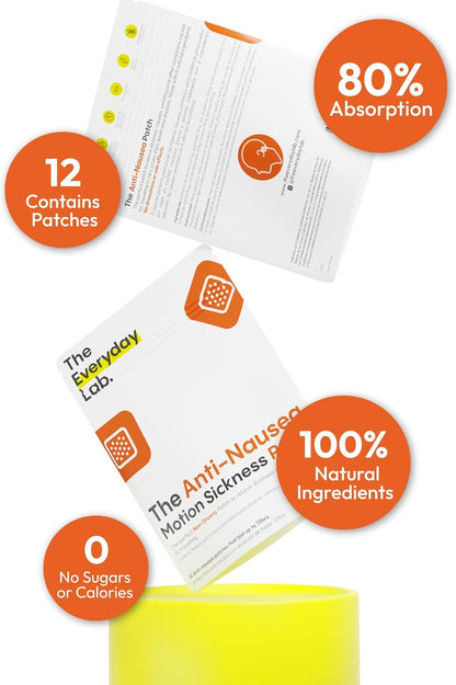 Anti-Nausea Motion Sickness Patch 12 Count | Non-Drowsy Formula | Up to 72H Wear | Travel-Friendly Transdermal Patch