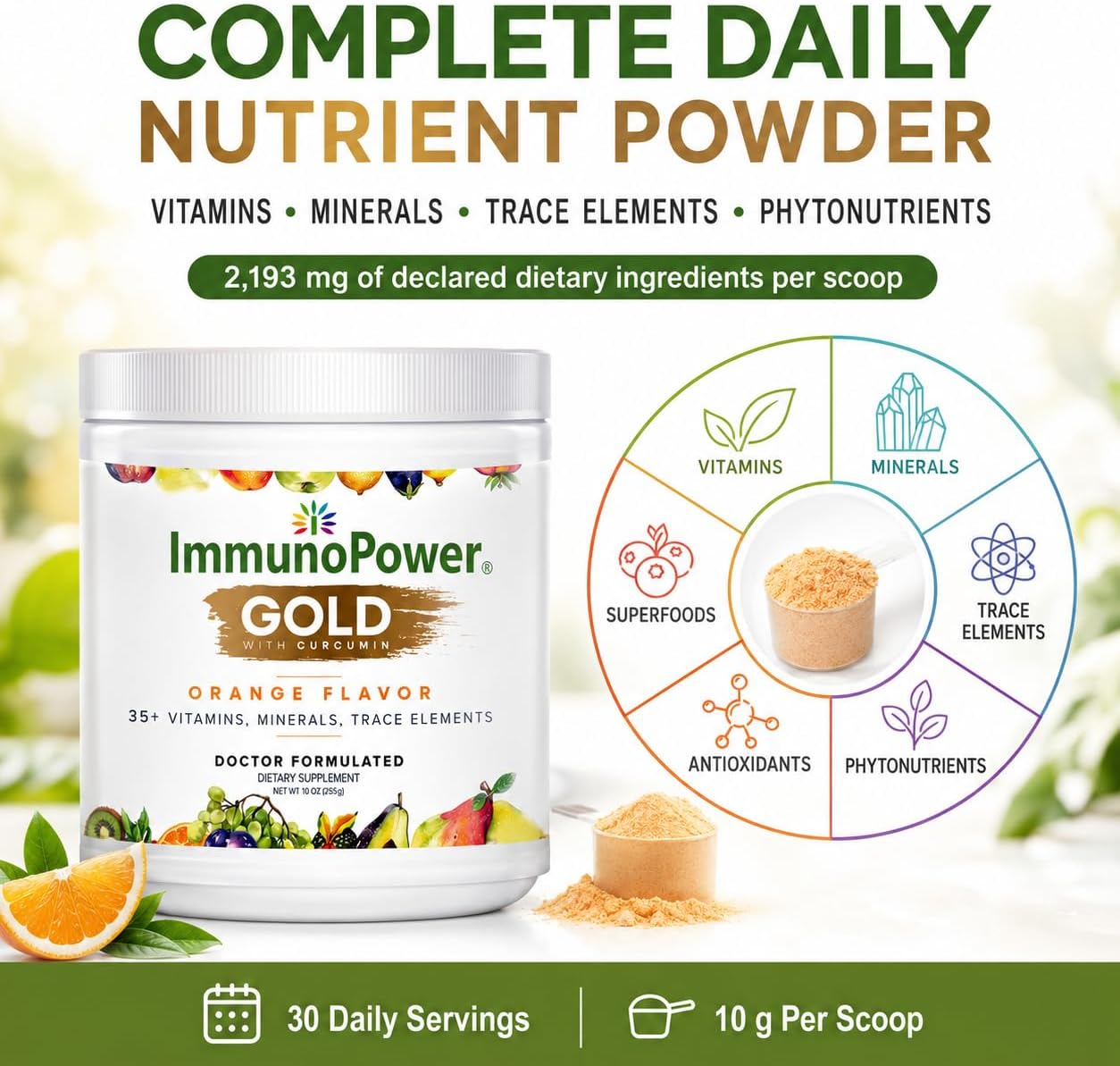 ImmunoPower Gold: High-Absorption Turmeric & BioPerine Immune Support with 35+ Nutrients, Orange Flavour - görsel 2
