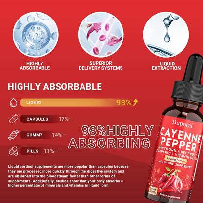 Cayenne Pepper Drops with Vitamin D3 K2 and Beetroot Powder | Buporai