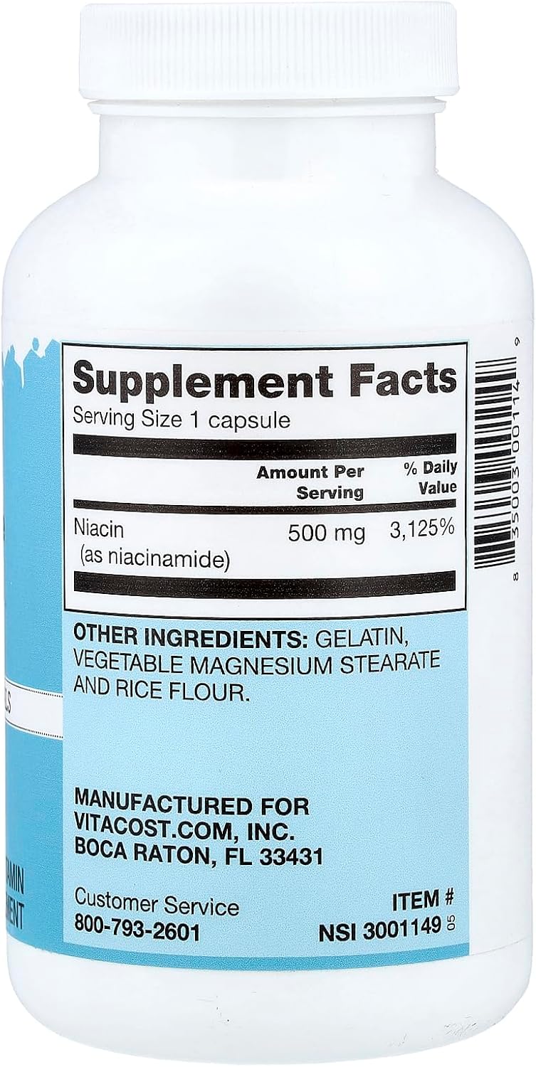 Vitacost Niacinamide, 500 mg, 200 Capsules - görsel 2