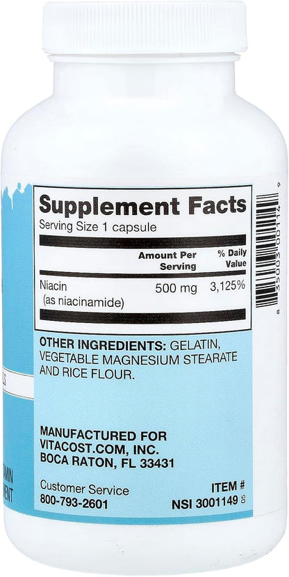 Vitacost Niacinamide, 500 mg, 200 Capsules