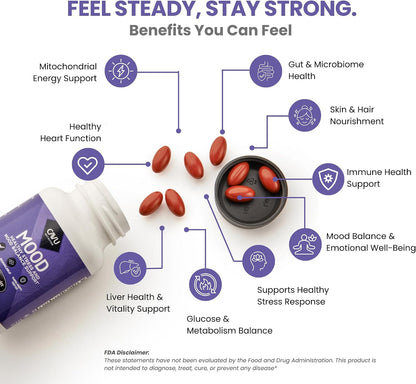 ThymoQuin Mood Support Supplement with Full-Spectrum, Cold Pressed Black Seed Oil with 3% Thymoquinone | Stress, Emotional Balance & Serotonin Support Brain Supplement for Men & Women, 60 Soft gel capsule Capsules