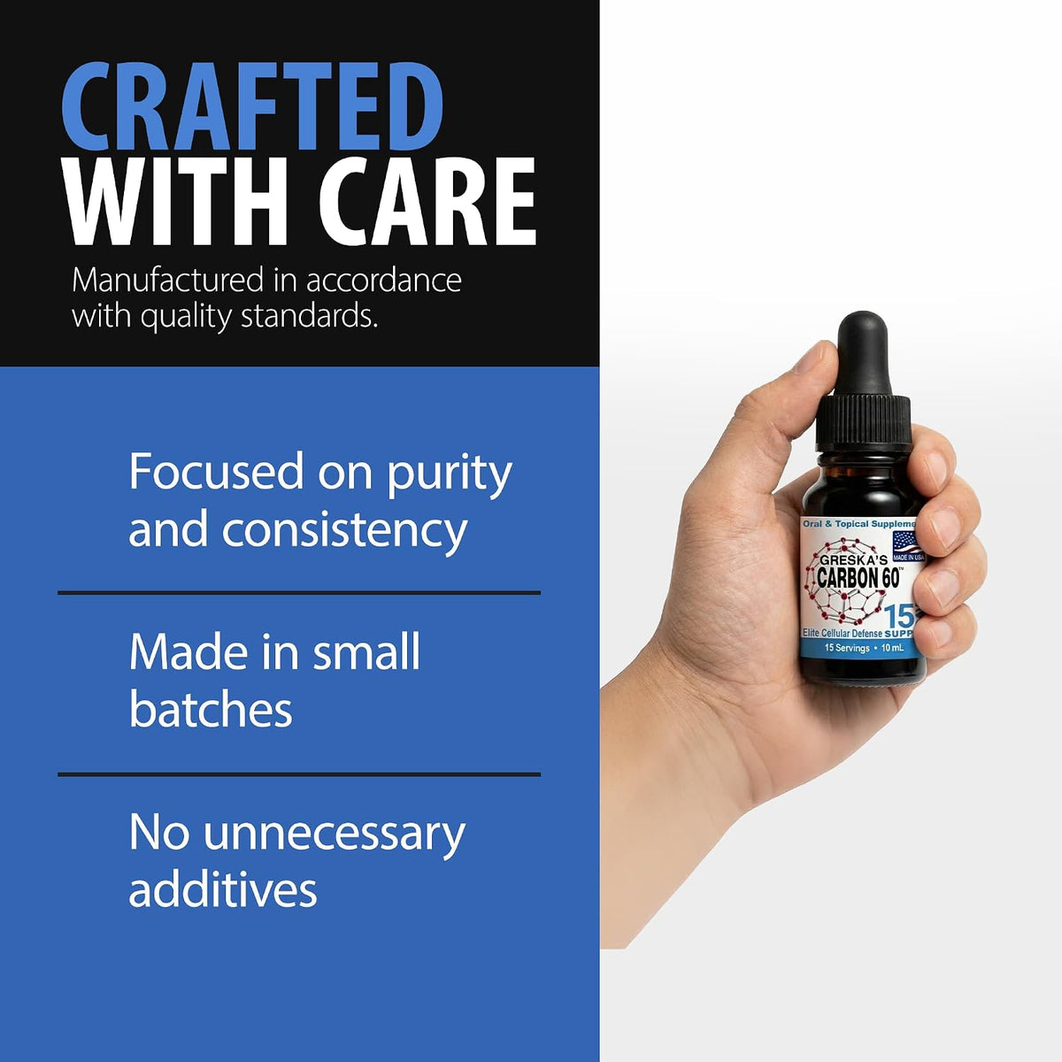 Greska's Carbon 60 in Organic Sunflower Oil - 15 Day Supply - Solvent-Free C60 Antioxidant Formula for Cellular Support, Vitality, Focus and Overall Wellness (10ml) - görsel 6