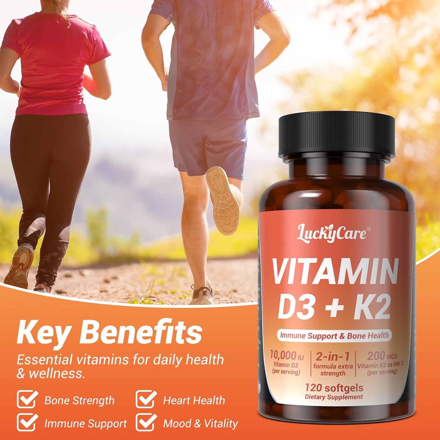 Vitamin D3 and K2 10,000 IU Plus K2 (MK-7) 200 mcg – 240 Coconut Oil Soft gel capsules - görsel 4