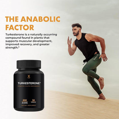 HUMANX Turkesterone+ 800mg with Liposome Matrix - Natural Anabolic Supplement for Muscle Development and Athletic Performance