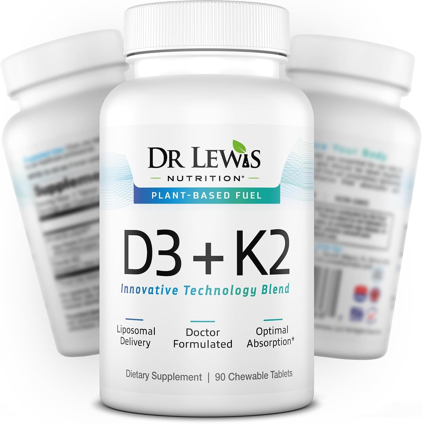 Liposomal Vitamins D3 + K2 Supplement – Doctor-Formulated, Plant-Based, 30 Chewable Vegan Tablets - görsel 1
