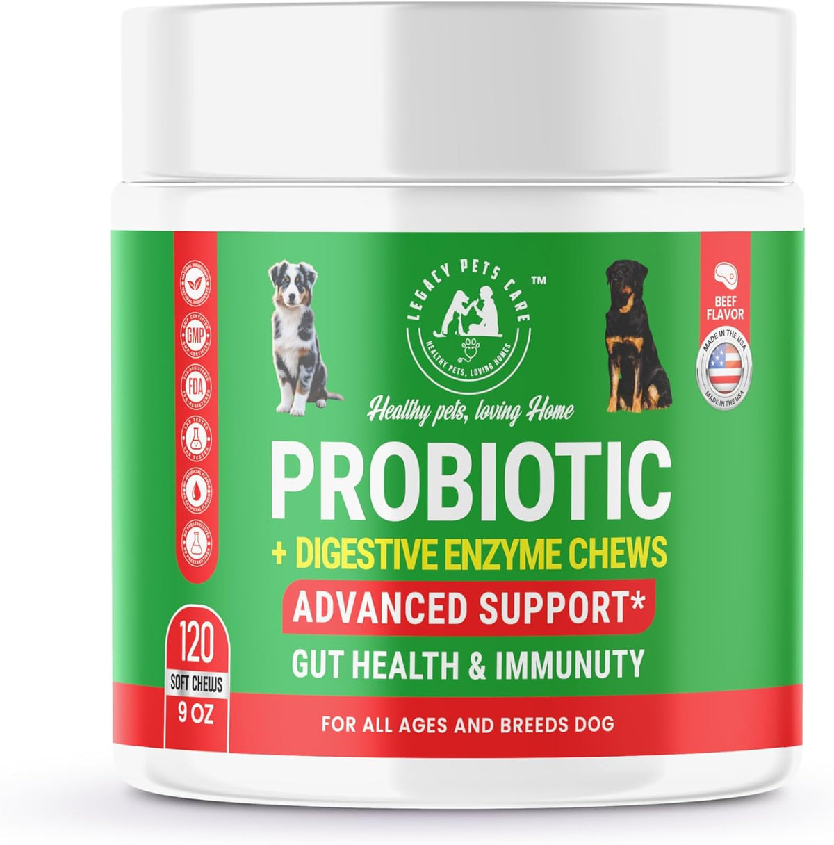 Probiotics for Dogs Soft Chews, 120 Chews – Complete Gut Care for Digestive & Immune Support | Probiotics for Digestive Health | Pet Probiotics 255 g Jar - Probiotic for Dogs - görsel 1