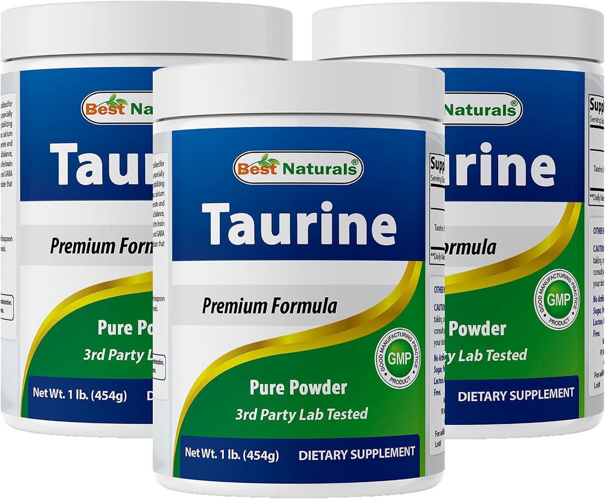 Best Naturals 100% Pure Taurine Powder - 1000mg per Serving, 454g (Pack of 3) - görsel 1
