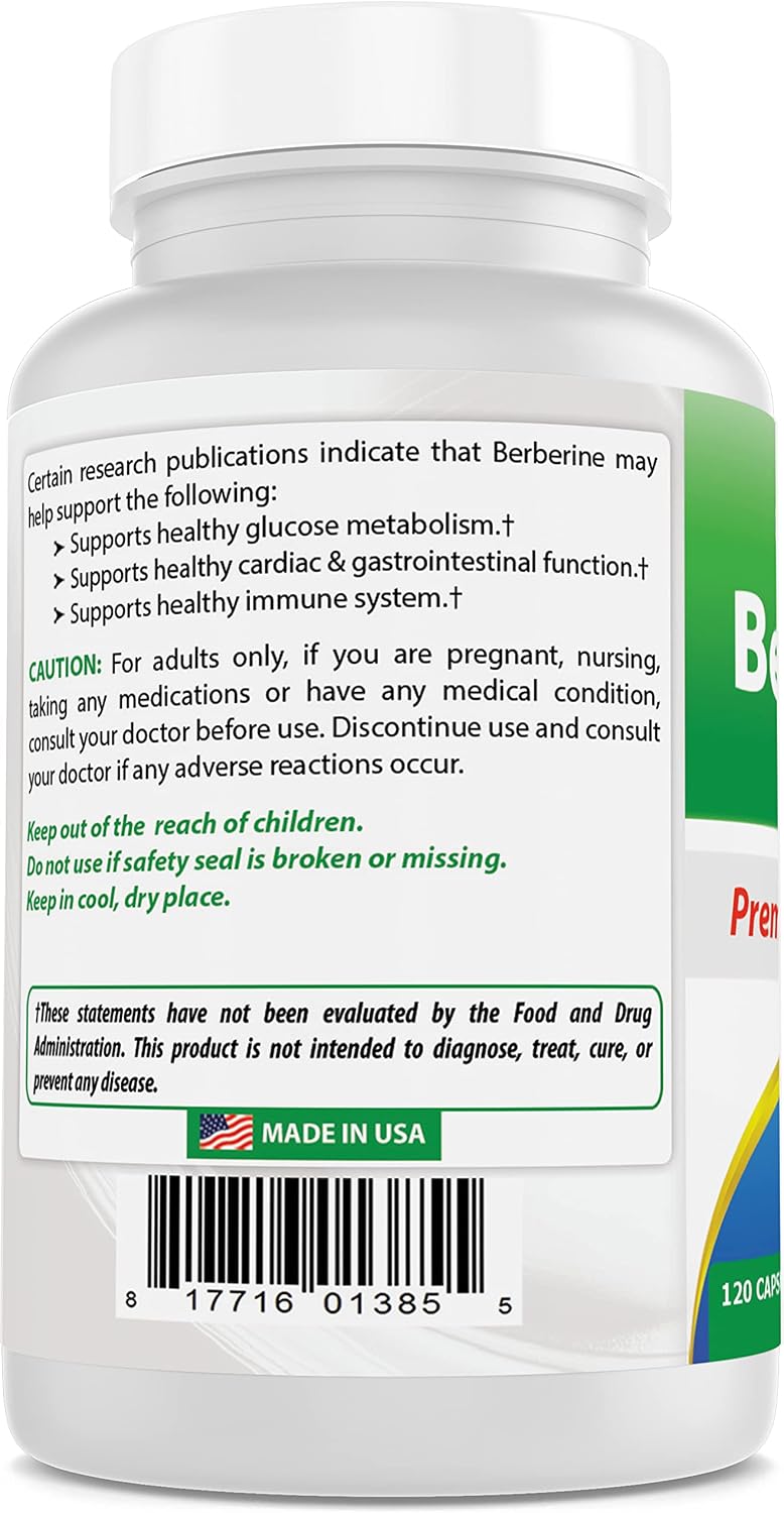 Best Naturals Berberine Plus 1000 mg per Serving, 120 Capsules (Pack of 3) - görsel 7