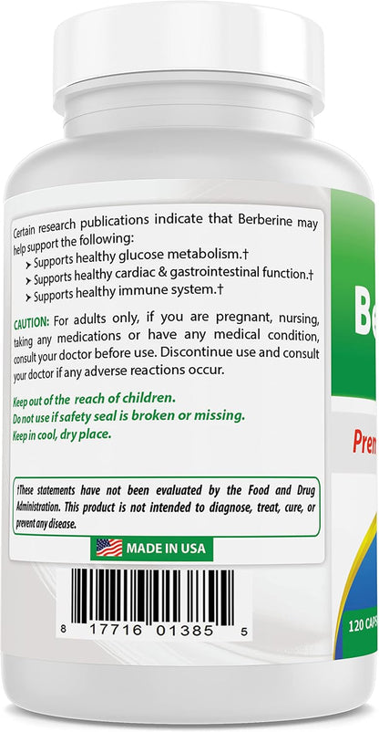 Best Naturals Berberine Plus 1000 mg per Serving, 120 Capsules (Pack of 3)