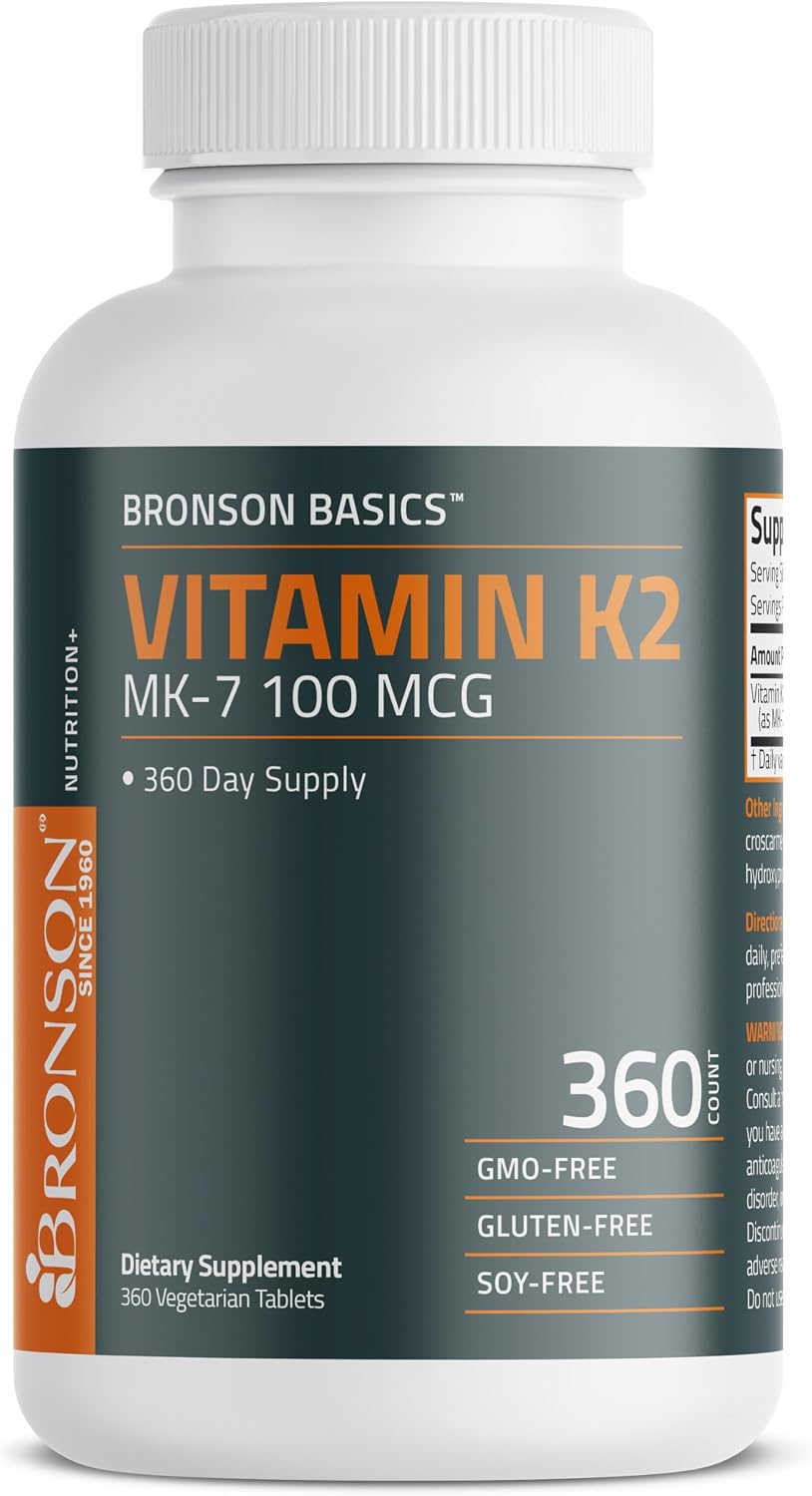 Bronson Vitamin K2 MK-7 100 MCG, K2 as MK7 Menaquinone, Bone Support, 360 Tablets - görsel 4