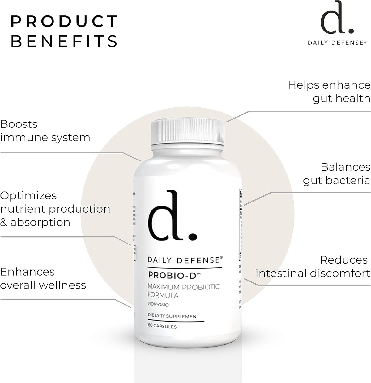 Daily Defence Probiotic Digestive Health Supplement - Daily Probiotics for Men & Women - 60 Capsules, PROBIO-D - görsel 5
