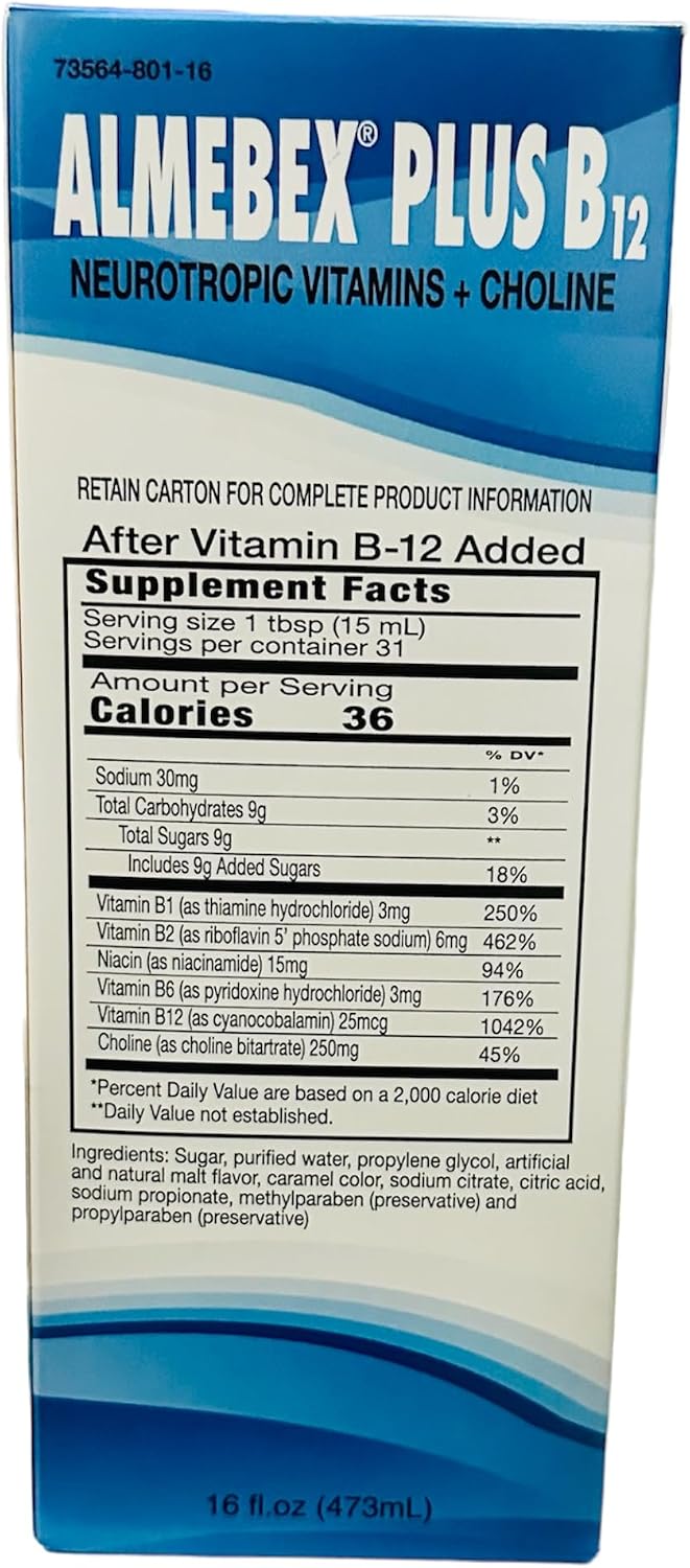 Almebex Plus B12, Neurotropic Vitamins and Choline, 473 ml - görsel 3
